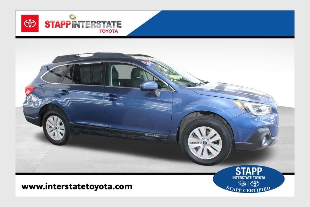 2019 Subaru Outback 2.5i Premium in Abyss Blue Pearl — front three-quarter view